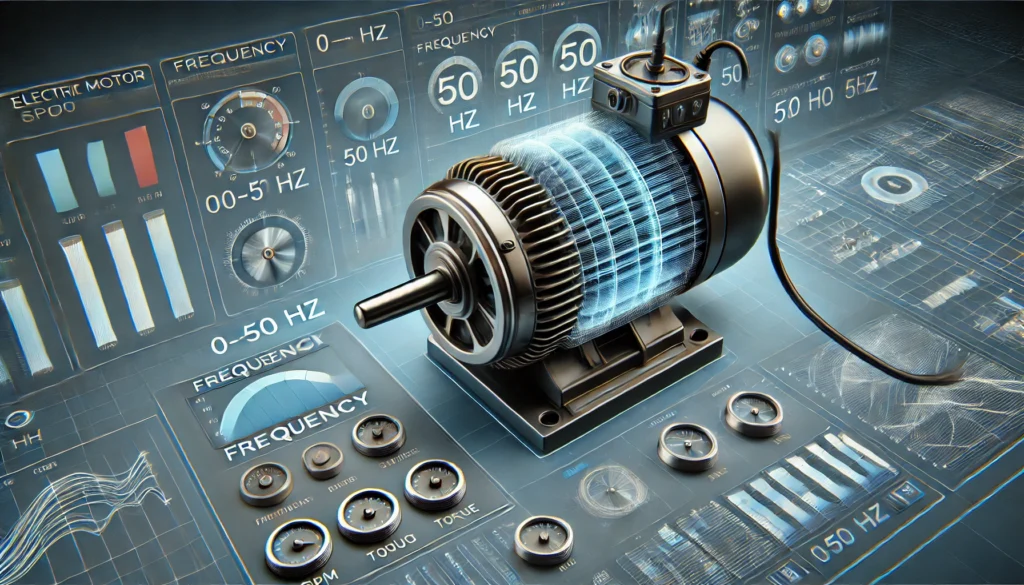 Simulace změny otáček elektromotoru (0–150 Hz)