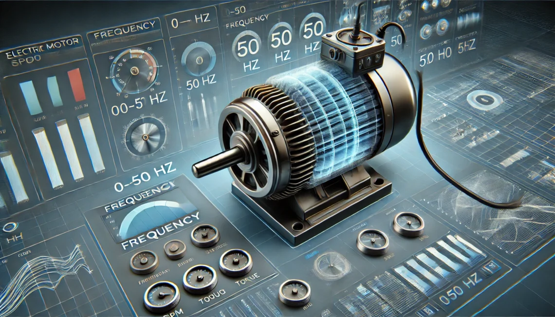 Simulace změny otáček elektromotoru (0–150 Hz)